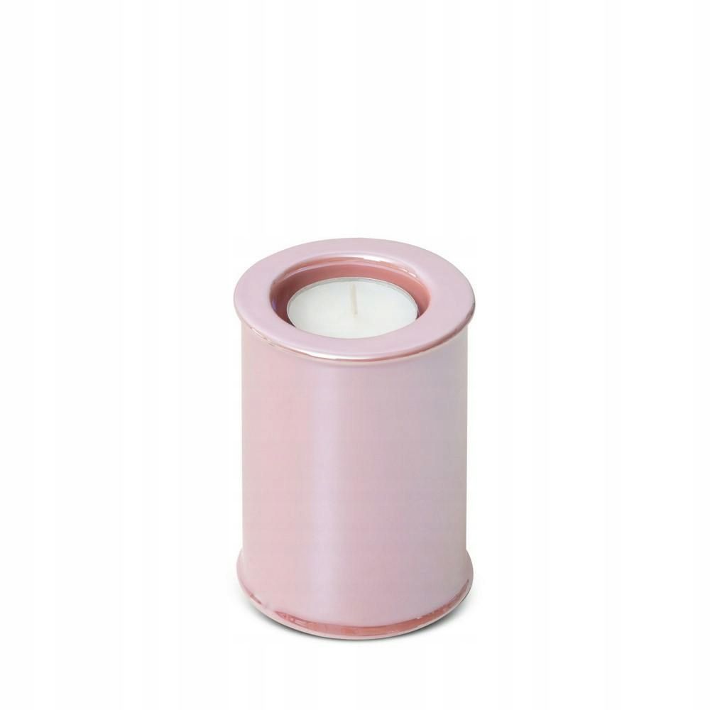 Świecznik ceramiczny 7x7x10 różowy z połyskiem