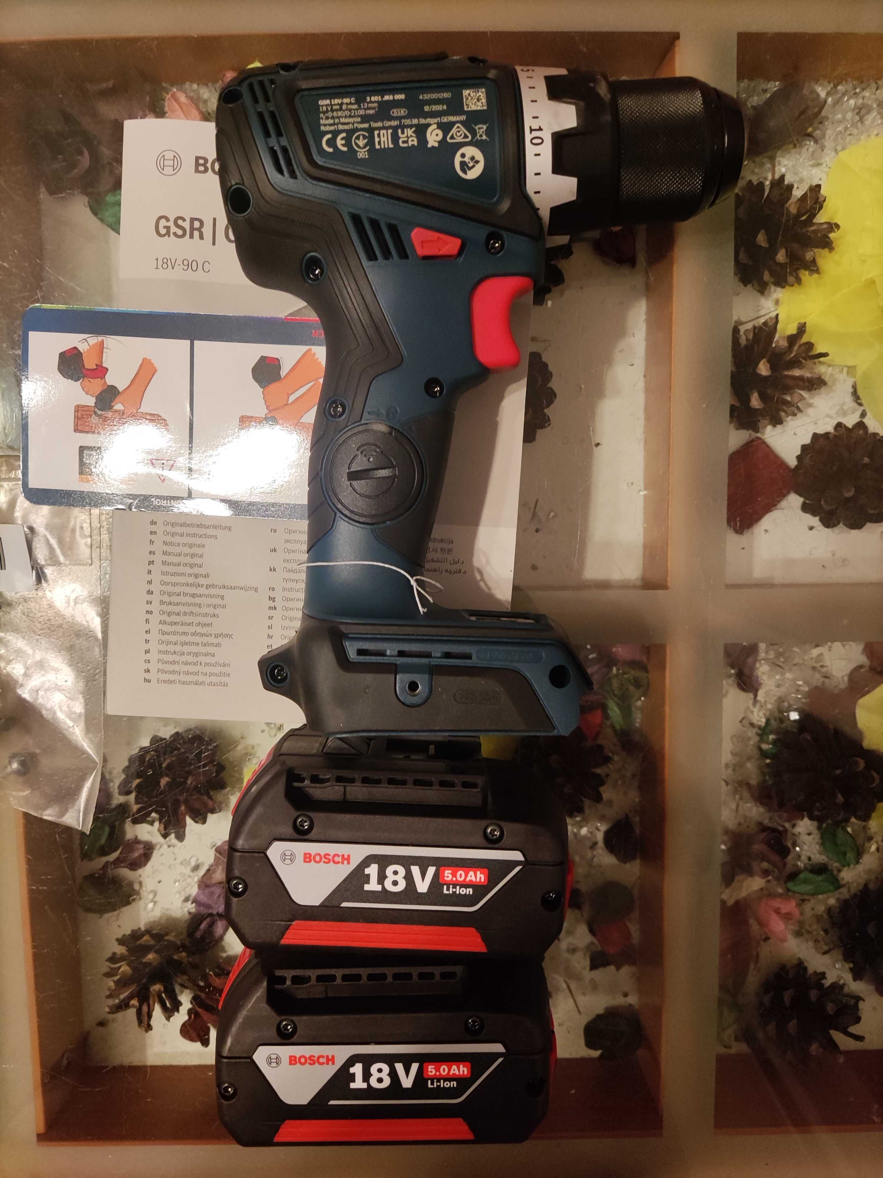 Wkrętarka Bosch GSR 18V-90C+2 akumulatory 5.0Ah
