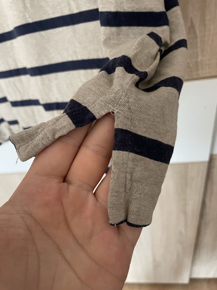 Koszulka Polo Tommy Hilfiger XL custom fit paski beżowa plus size