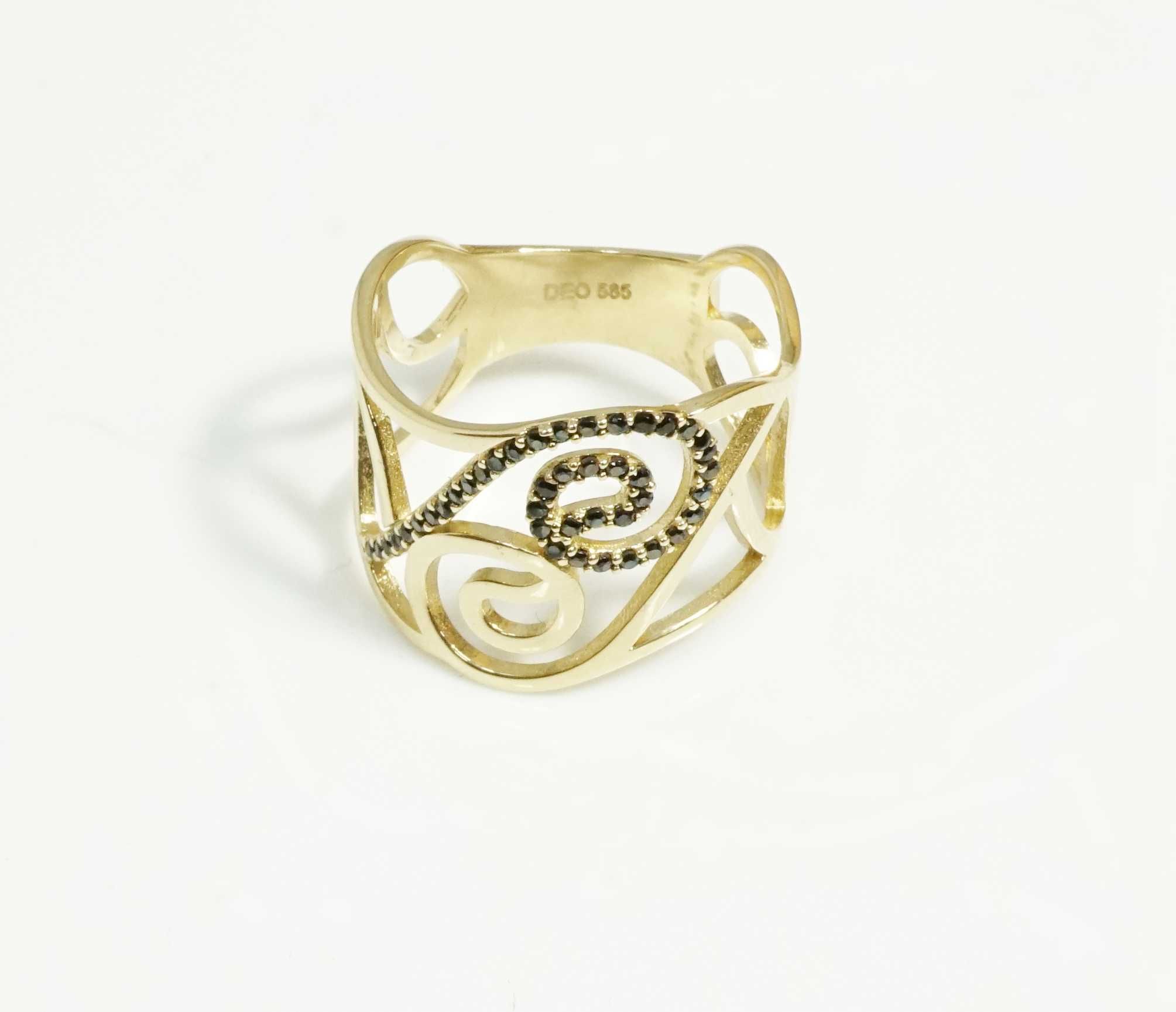 Złoto 585-złoty pierścionek ażurowy