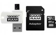 Karta pamięci microSDXC Goodram M1A4-0640R12 64GB + adapter SD  i USB
