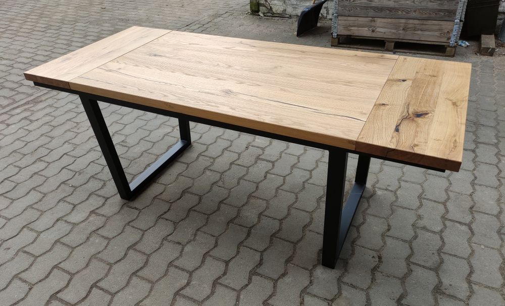Stół drewniany dębowy loftowy nowoczesny rozkładany loft industrial