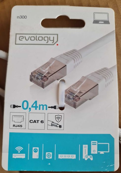 Cabo ethernet Evology n300 categoria 6 blindado com 40cm
