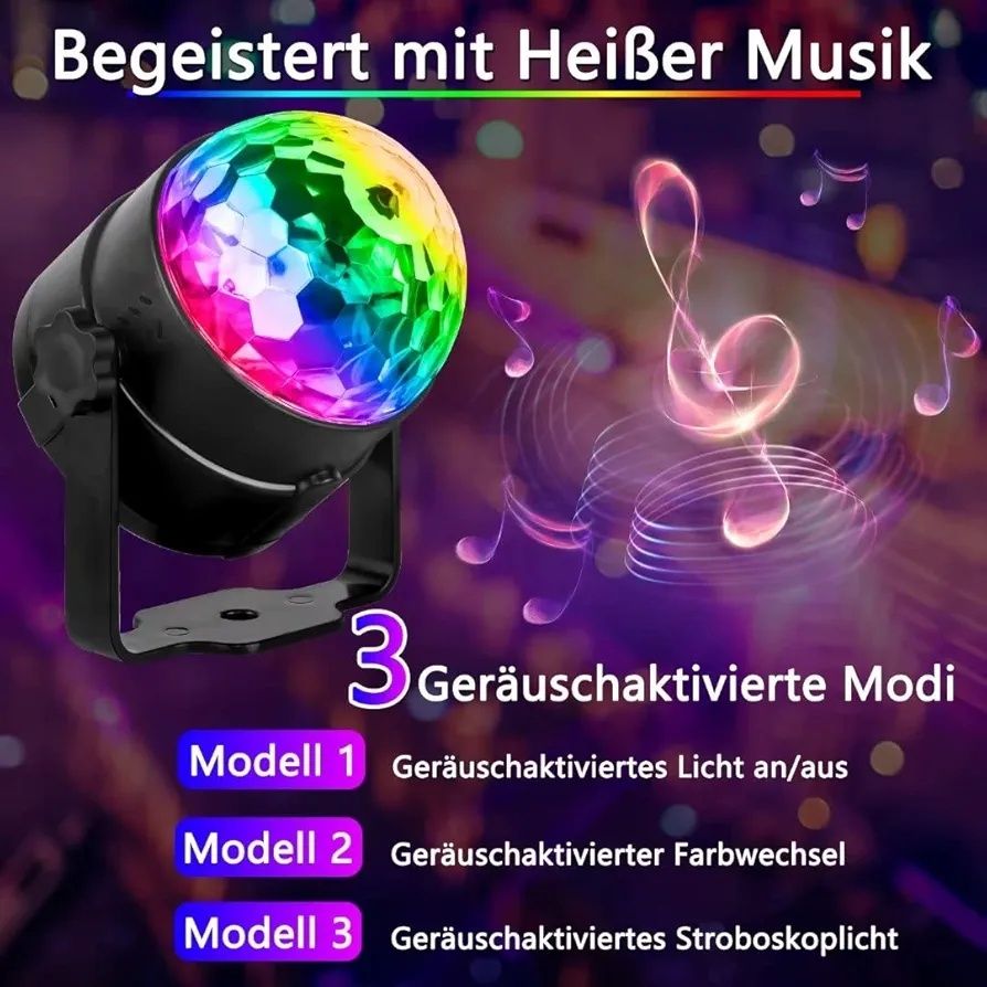 Zestaw 2 kul dyskotekowych LED 360° muzyka pilot stroboskop impreza DJ