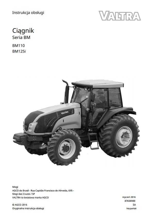 Instrukcja obsługi Valtra BM 110, BM 125 i PL