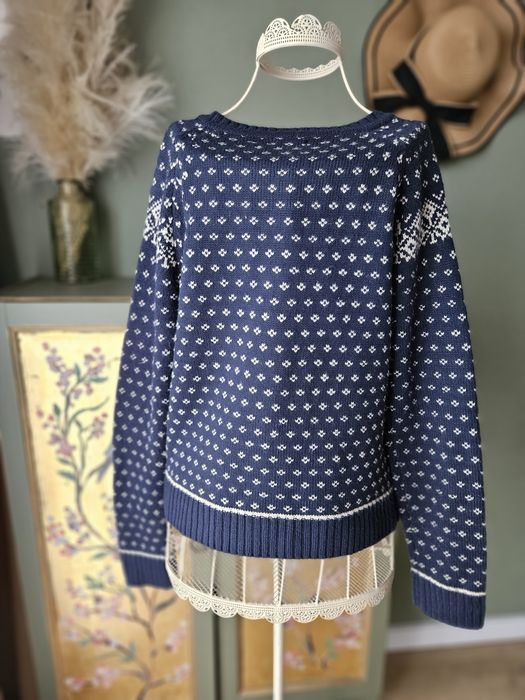 Kardigan damski sweter  Carling M Norweski Wzór Granatowy Rozpinany Sw