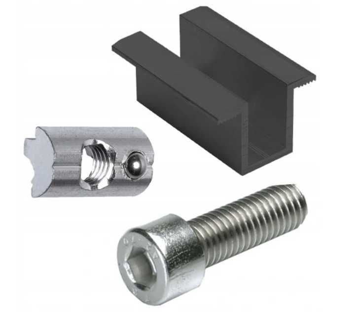 ZESTAW PV klema środkowa czarna śruba imbusowa M8x25 wpust z kulką x10