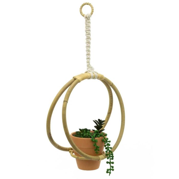 Sztuczny sukulent w rattanowym wieszaku 48 cm wiszący