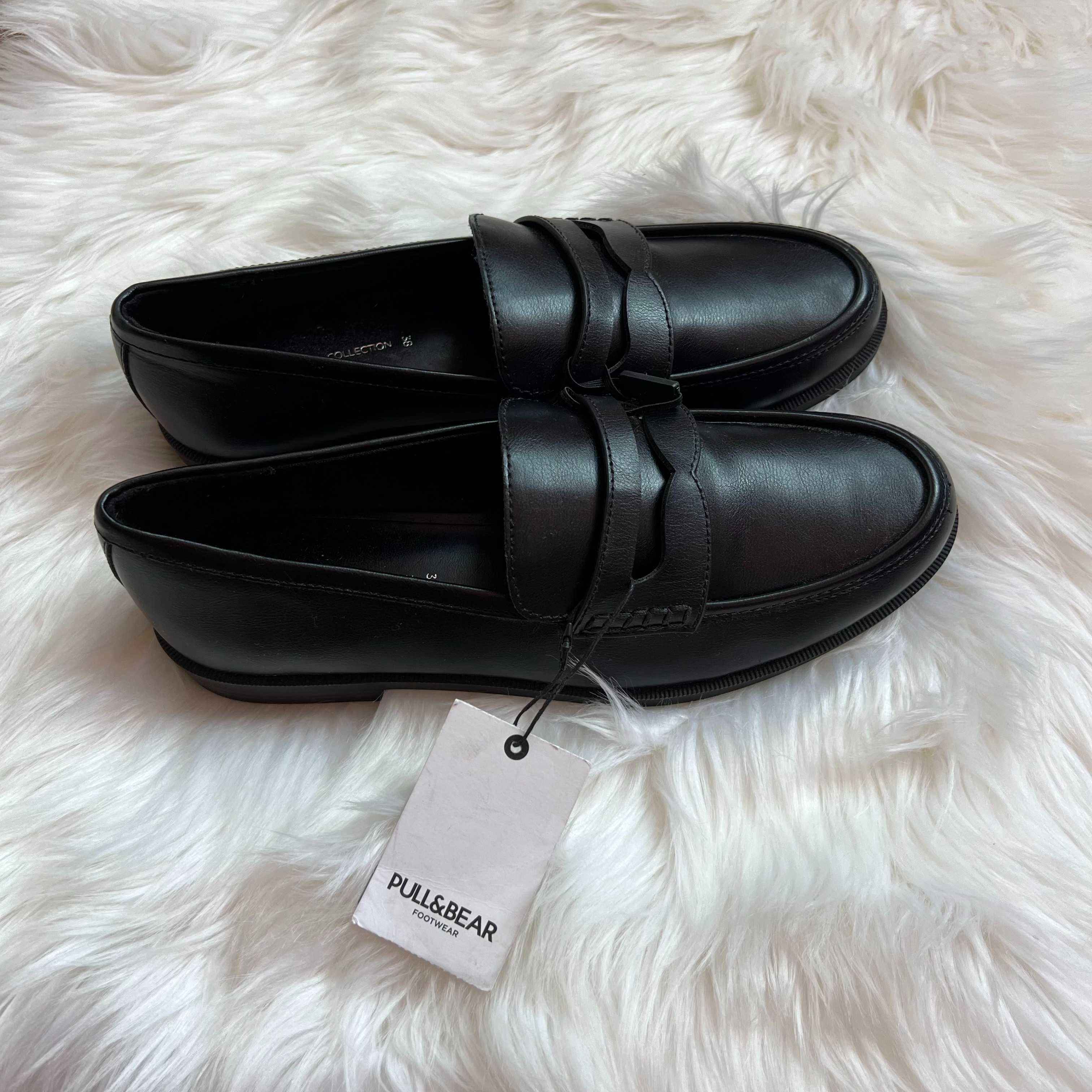 nowe mokasyny półbuty wsuwane loafersy czare eleganckie damskie 38