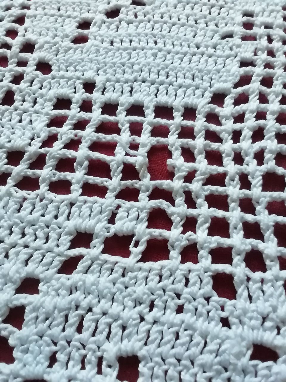 Toalha de crochet, com defeito