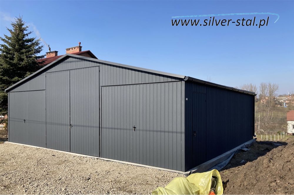 Garaż blaszany dwuspadowy 9x6 9x5 wiata blaszaki Silver-Stal