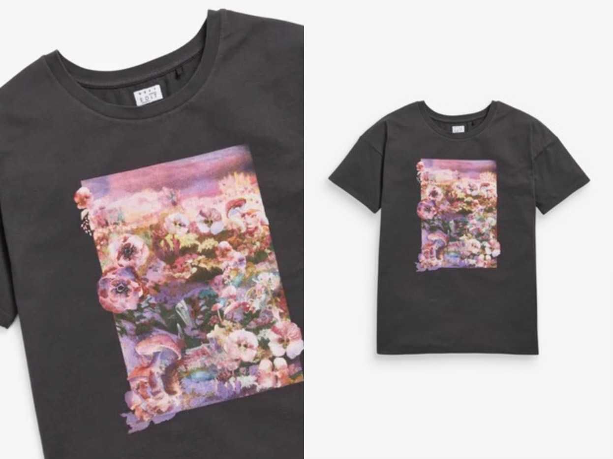 NEXT koszulka oversize z kwiatowym nadrukiem