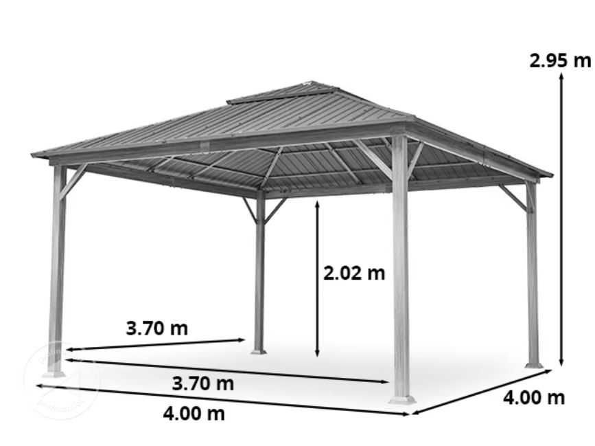 Pawilon ogrodowy Forest Superior ciemnoszary, 4x4 m w optyce dębu