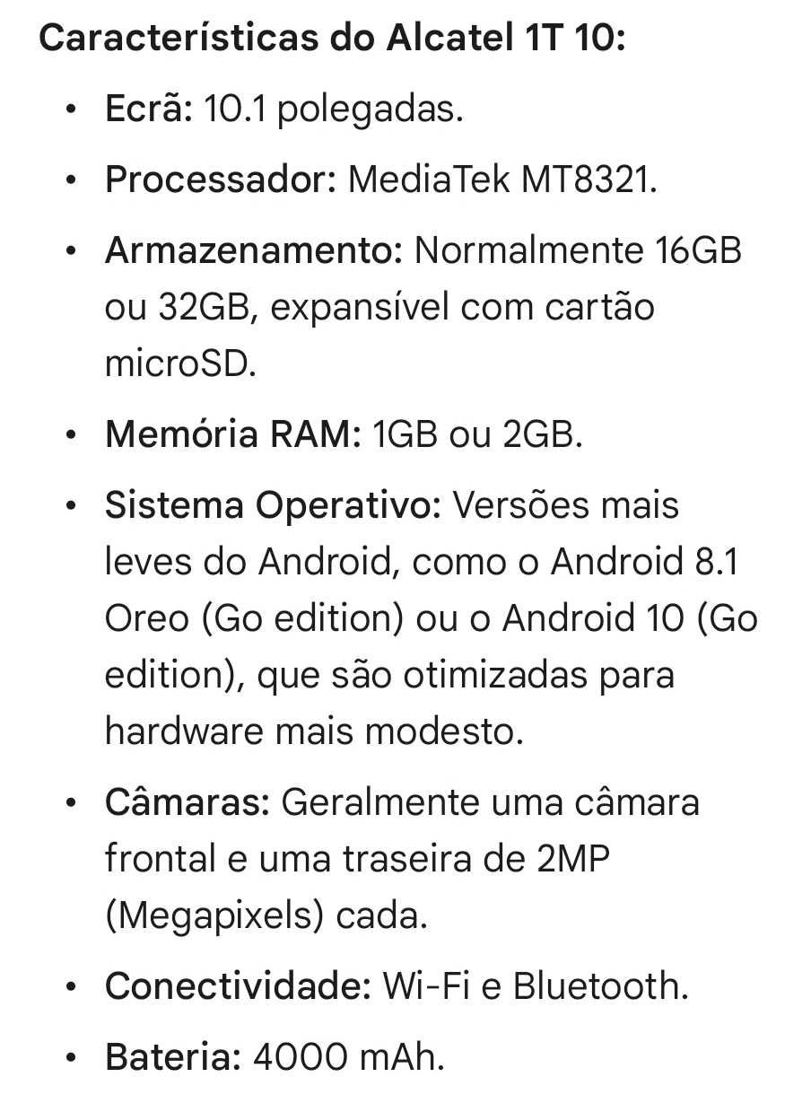 Tablet Alcatel com capa