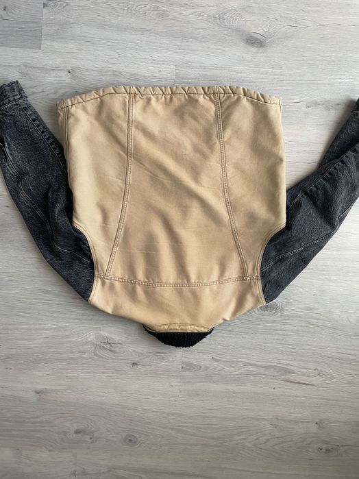 Куртка пайта Levi’s M чол. джинсова з утепленнням під овчину беж+сірий