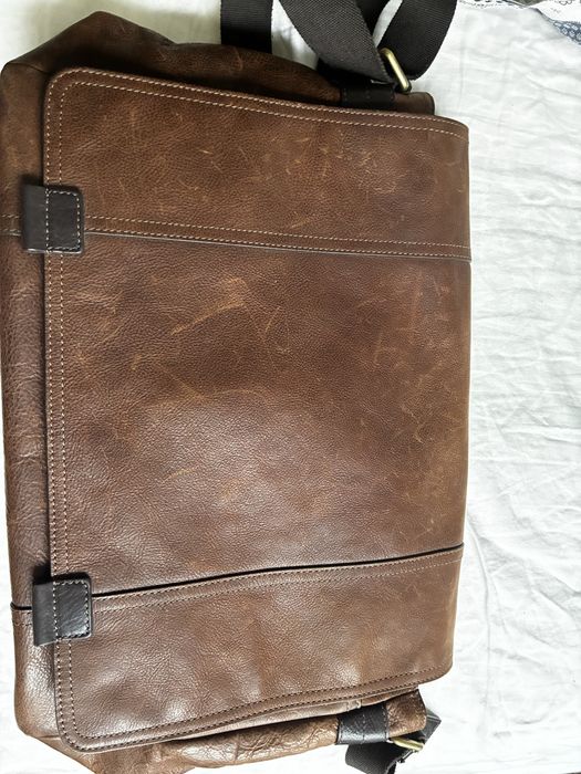 Skórzana Torba na ramię męska Fossil brązowa na laptopa