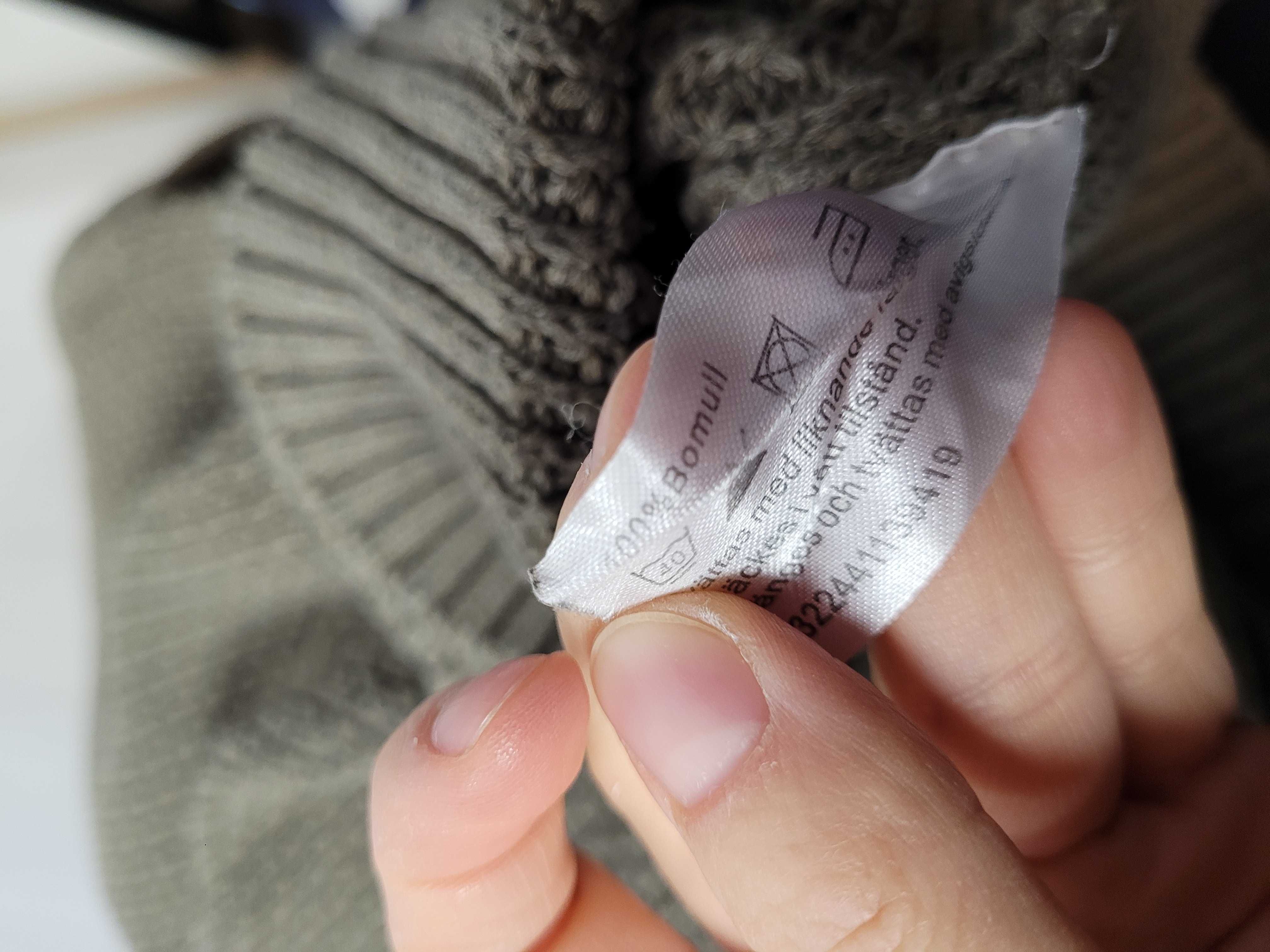 Brązowy jesienny sweter męski S dzianina bawełna 100% Stanwick S khaki
