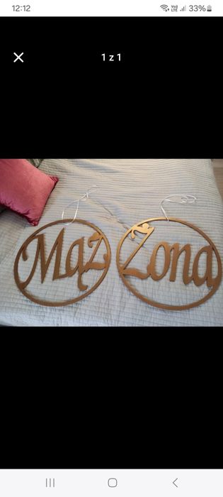 Napisy Mąż Żona  . Ślub, wesele średnica 58 cm