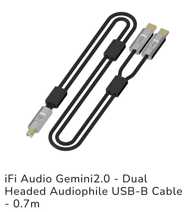 Przewód Usb A/B Ifi Gemini Dual Headed Hi End Audio RRP 990zł