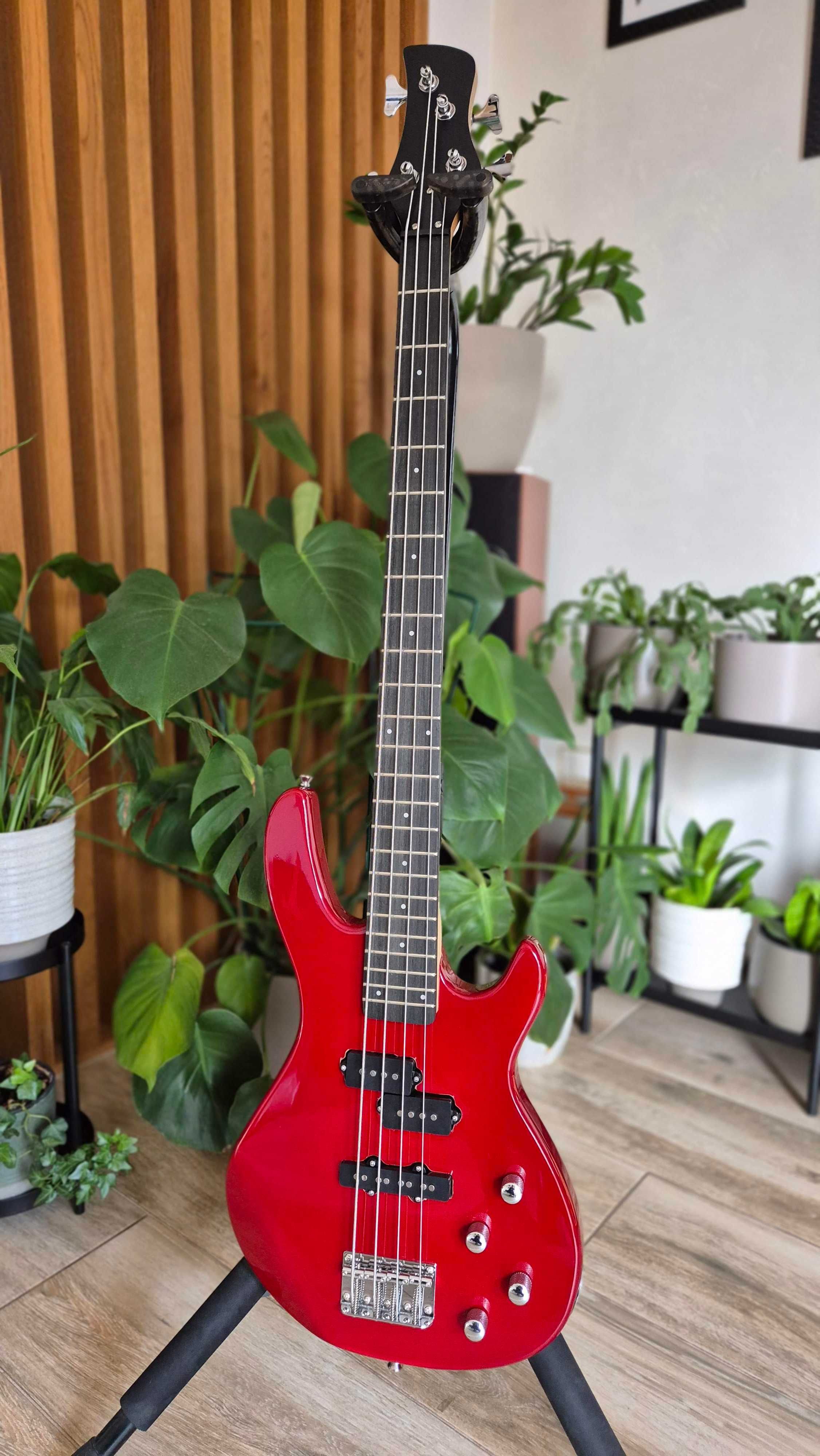 gitara basowa 4 strunowa - czerwona