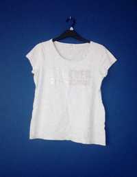 Biała bluzka koszulka z napisem XL  bawełniana szara
