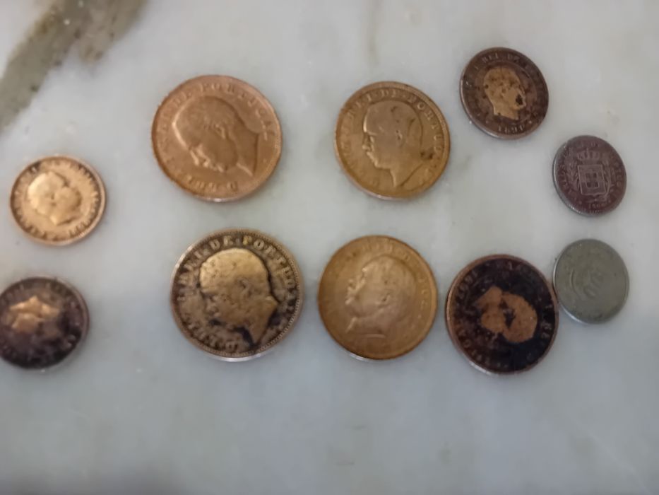 Conjunto de 10 Moedas Antigas Reis