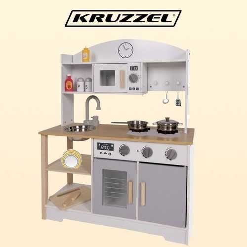 Кухня дерев'яна із посудом Kruzzel 21933 дитяча кухня зі звуком Кухня