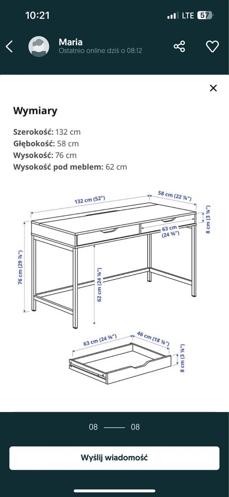 Ikea biurko szare Alex 132 x 60 dwa uzywane