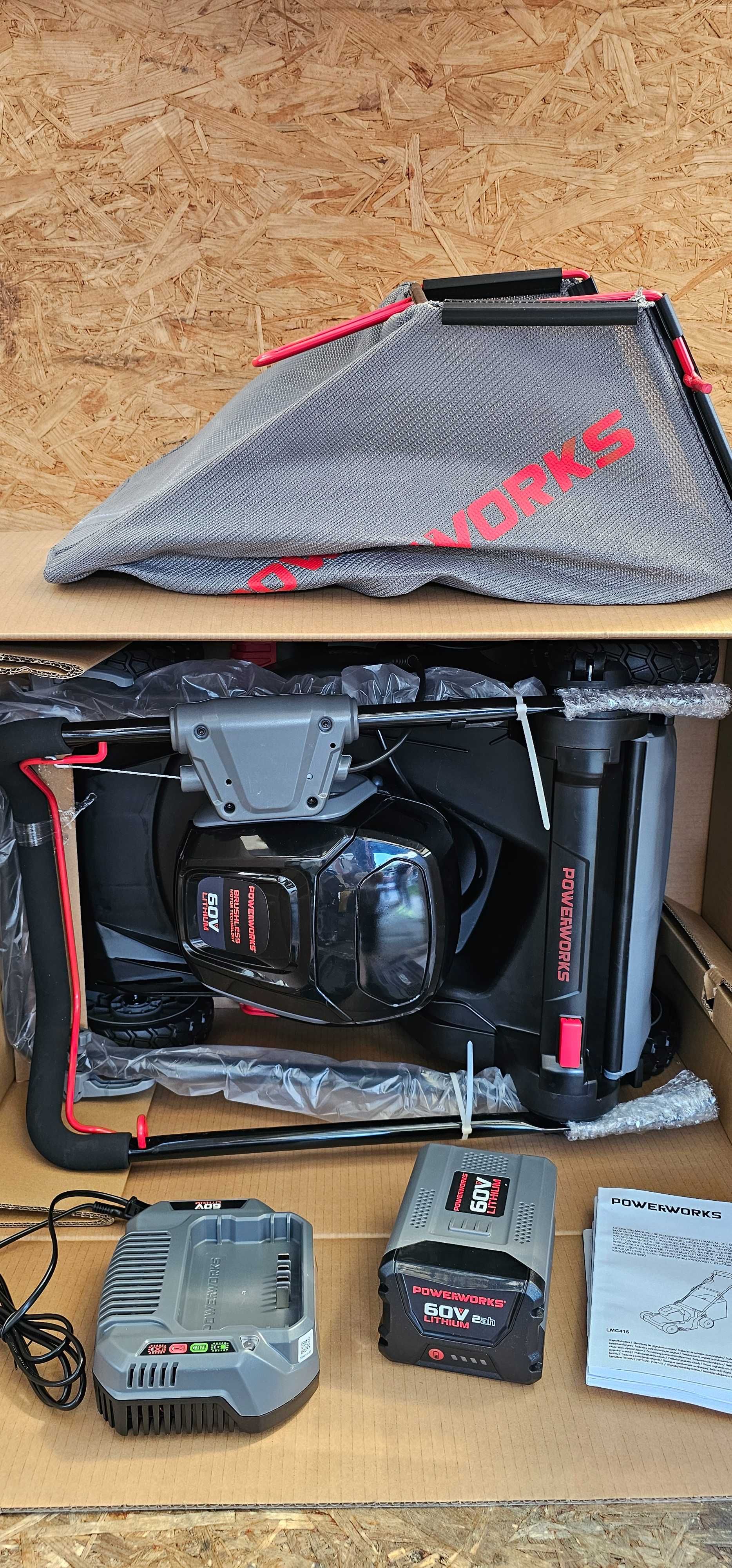 Kosiarka + podkaszarka akumulatorowa POWERWORKS 60V bateria, ładowarka