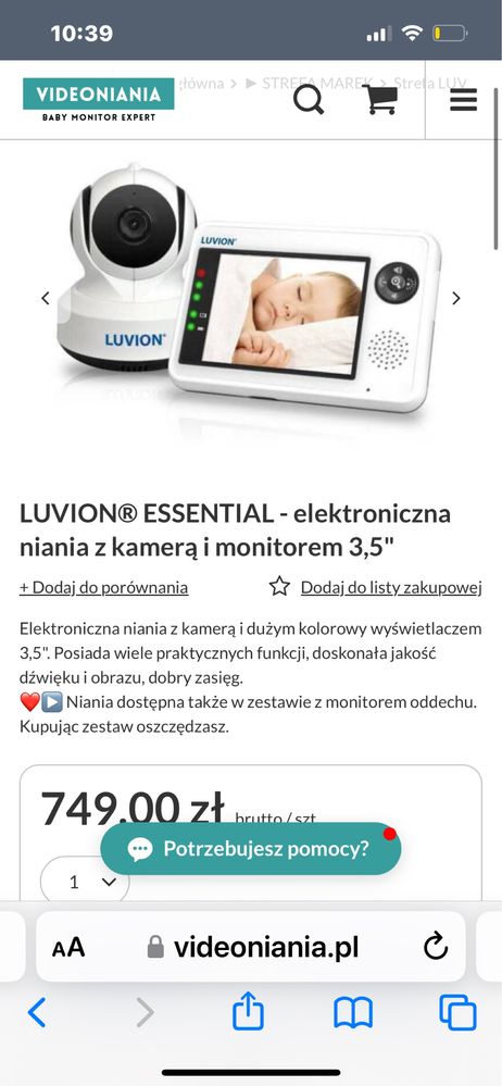 Kamerka niania elektroniczna luvion