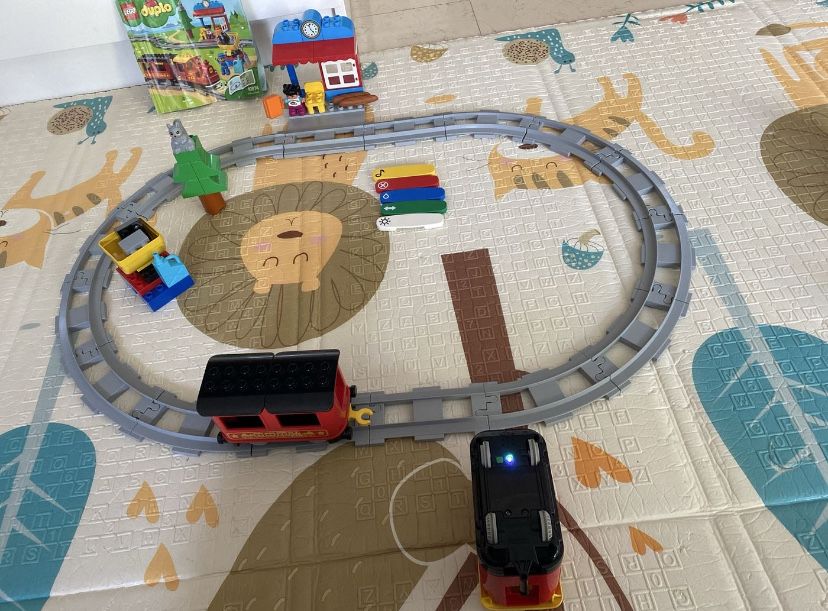 Lego Duplo 10874 Pociąg parowy + Lego Duplo 10875 Pociąg towarowy