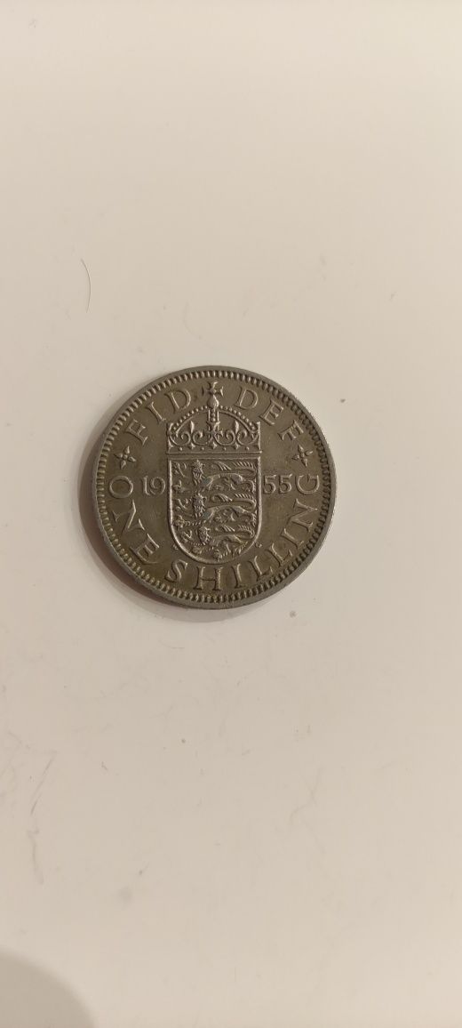 1 szyling, one shilling 1955, Elizabeth II, Wielka Brytania