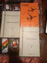 Livros  aviação TAP l ições de inglês voo 1974 vintage preço unitário