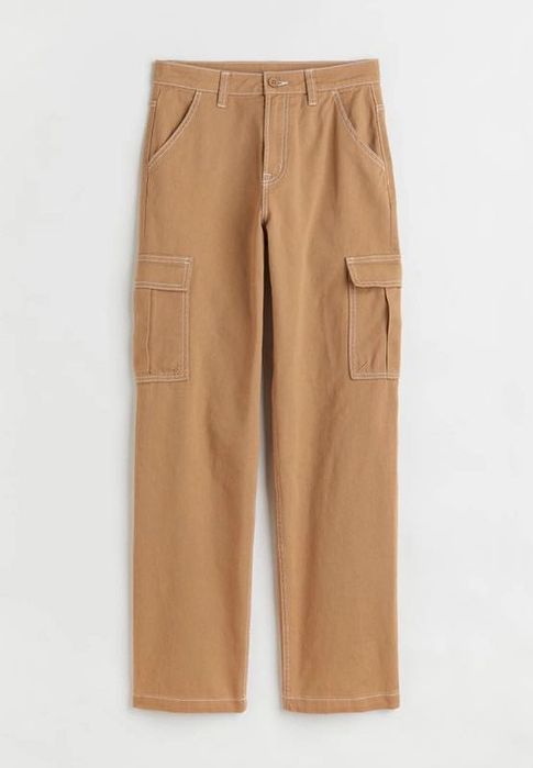 Nowe spodnie bojówki H&M 38 beżowe kremowe y2k