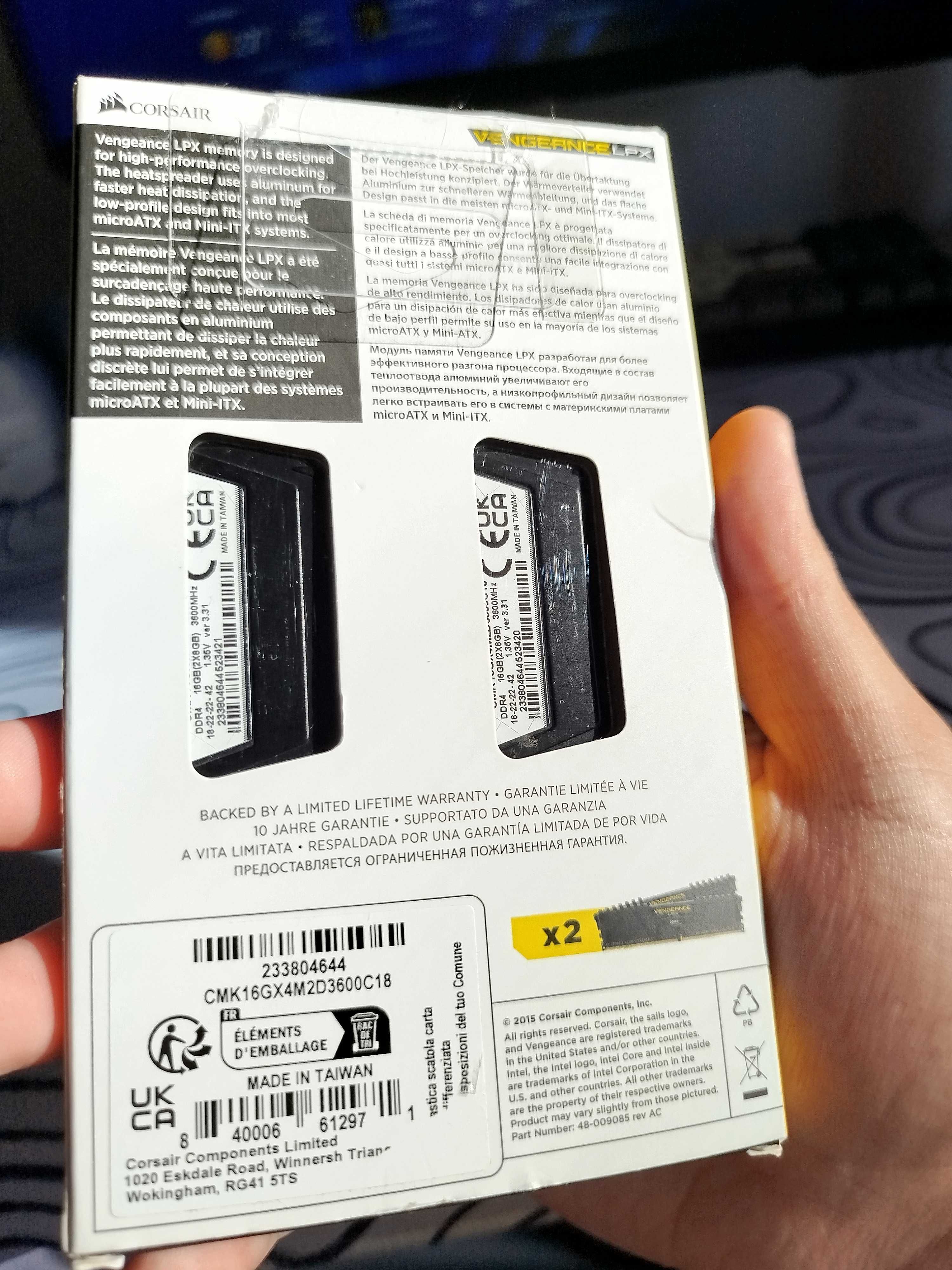Memória RAM Corsair Vengeance LPX 16GB (2x8GB) DDR4 3600MHz