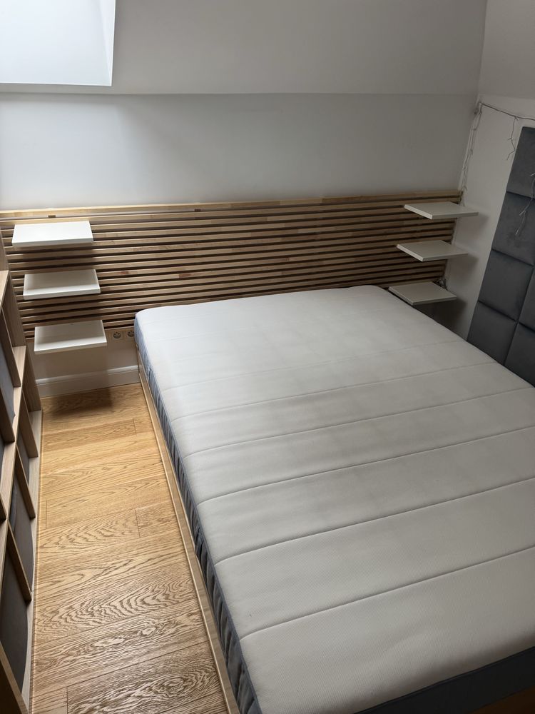 Łóżko IKEA MANDAL 140x200 z zagłówkiem + materac VESTEROY - jak NOWE!!