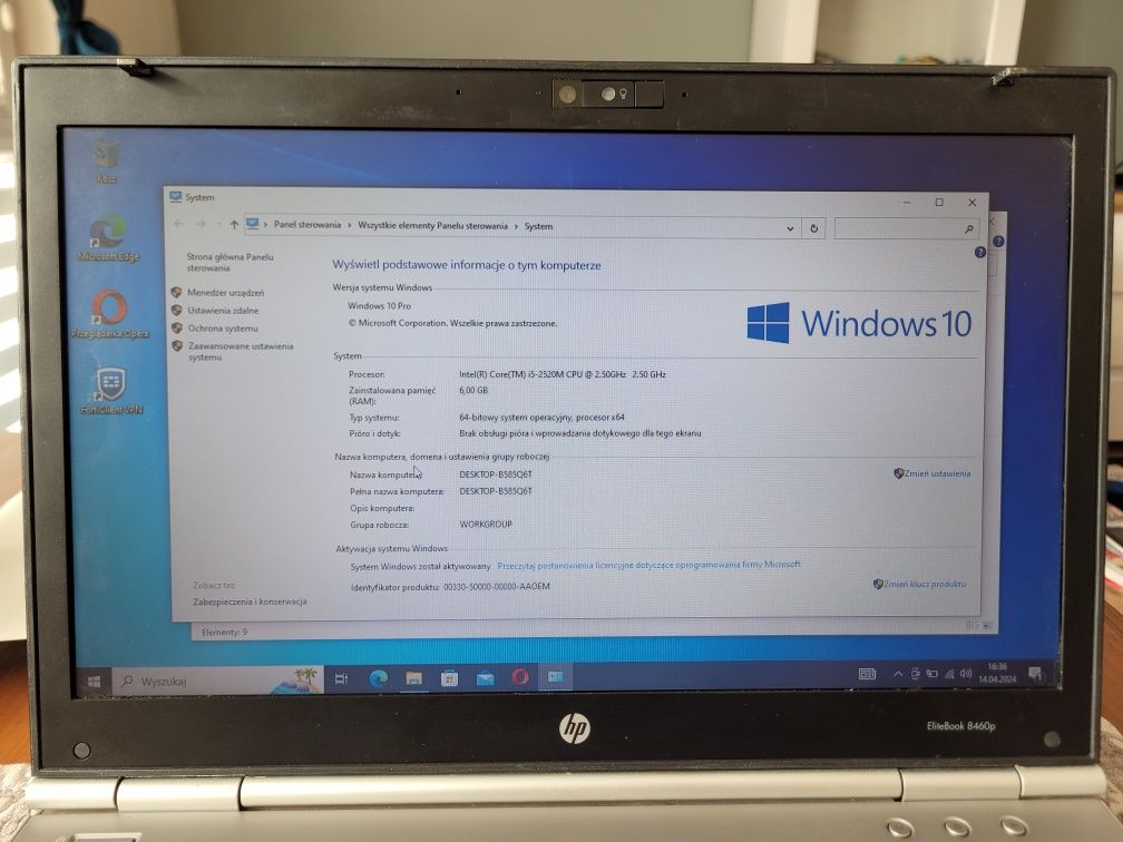 HP elitebook 8460p i5 ssd aluminiowa obudowa