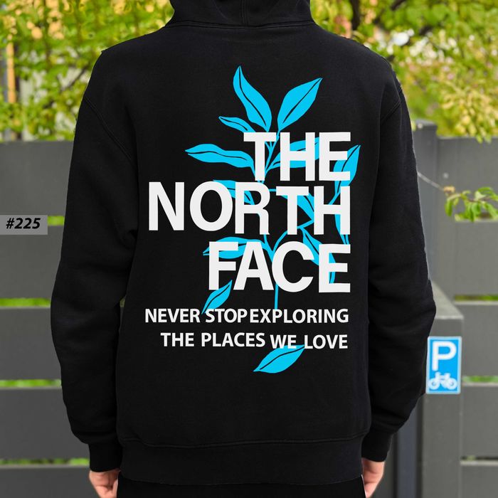 Худи The North Face Blue Leaves Черное | Зипка ТНФ | Биг Лого Принт