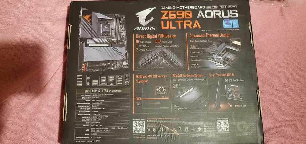 Gigabyte Z690 Aorus Ultra Wi-Fi 6E DDR5 PCIe 5.0+Kingston DDR5-6000 16