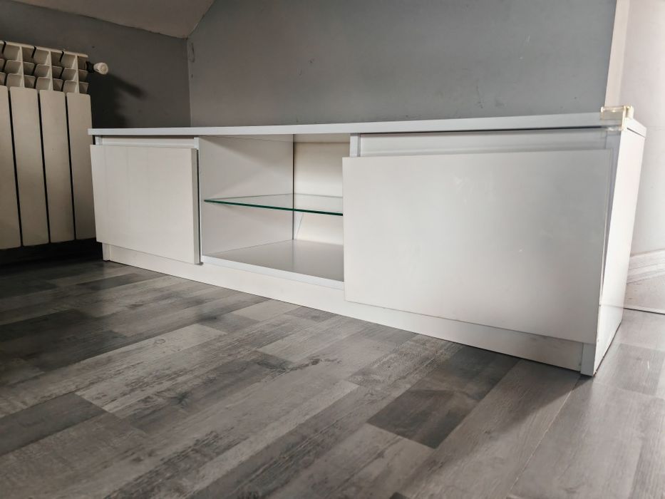 Szafka rtv półka komoda biały połysk podświetlana