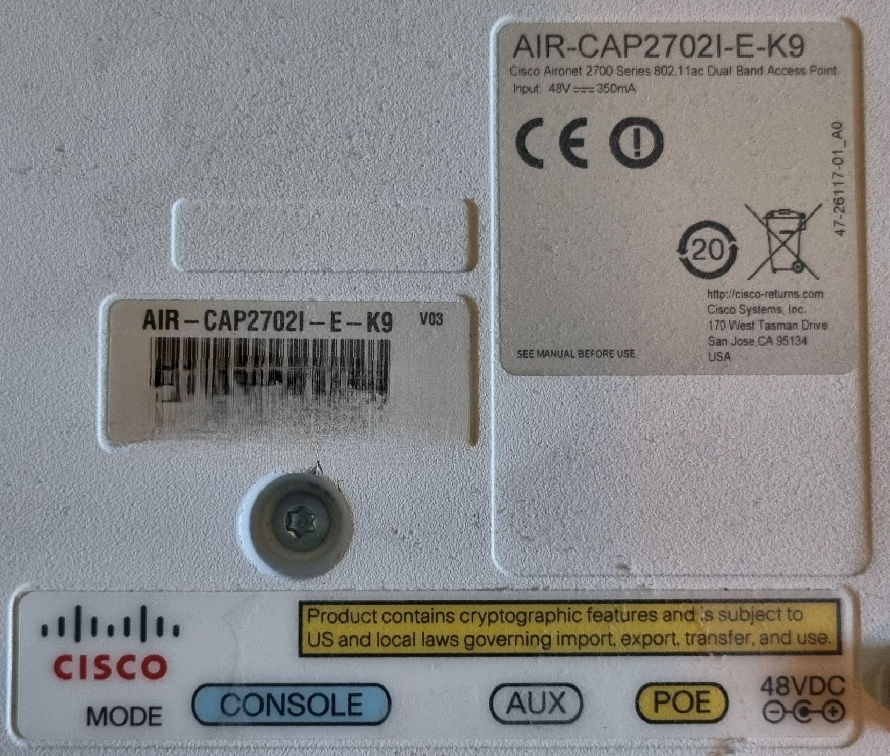 Access Point Cisco AIR-CAP2702I-E-K9 AC