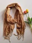 Brązowy szalik Cashmere elegancki i stylowy klasyczny, casualowy