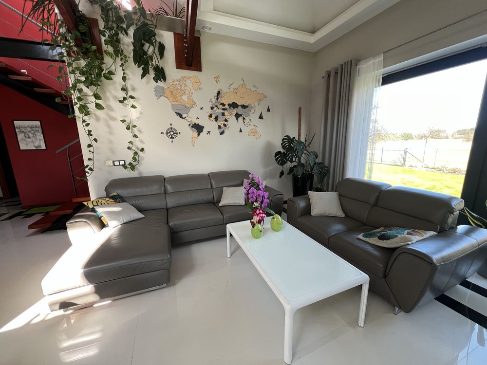 Zestaw mebli Kler skóra naturalna sofa dwuosobowa, narożnik