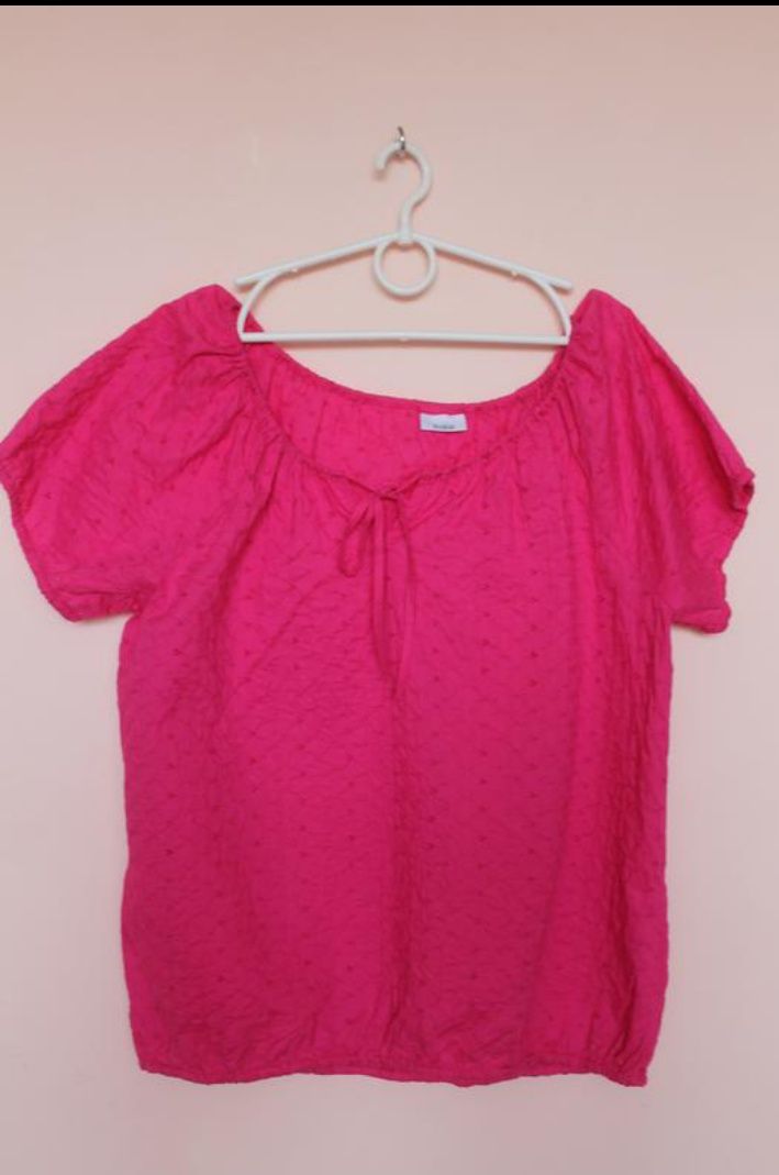 Ярко розовая блуза из шитья большой размер