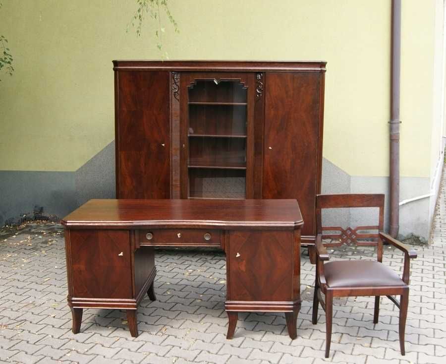 Okazały Gabinet _ Biblioteka + Biurko + Fotel _ po renowacji _ antyki