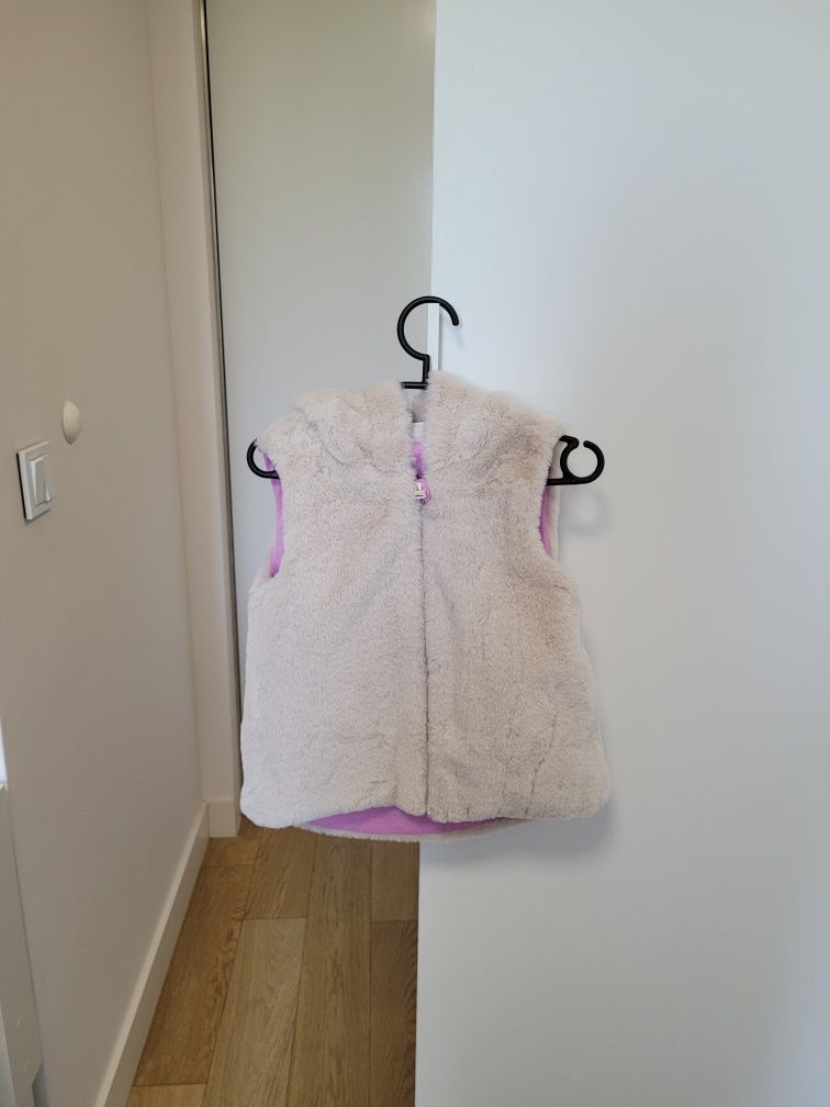 Woolworth Infinity Kids Beżowa Futerkowa Kamizelka z Kapturem r. 98