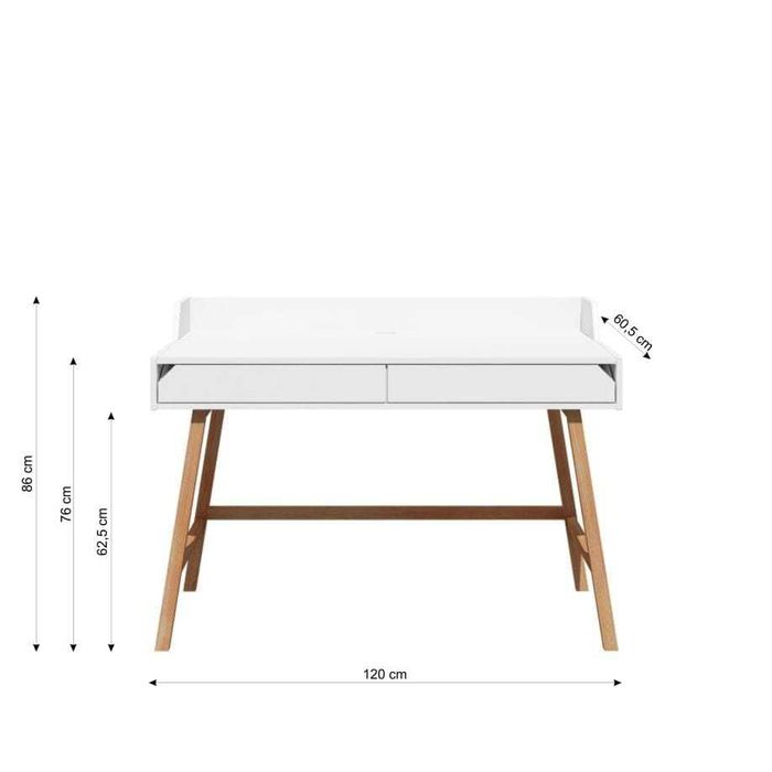 Biurko Bellamy Lotta 120x60 biały mat/dąb