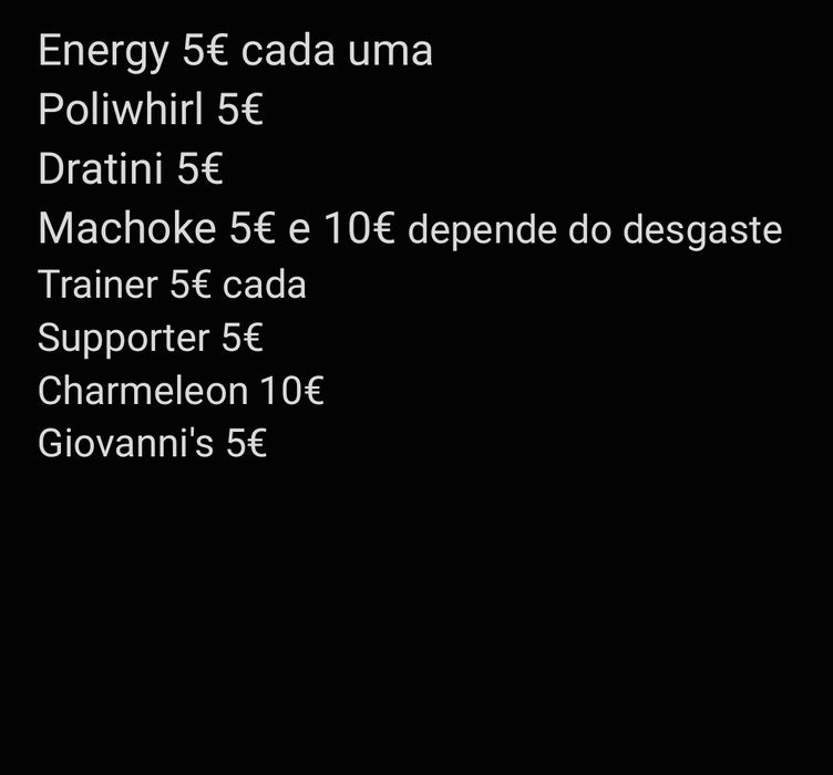 Cartas pokemon raras e incomuns