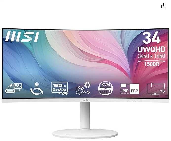 Monitor MSI 34” Curvo – UWQHD 3440x1440 – 120Hz – Preto