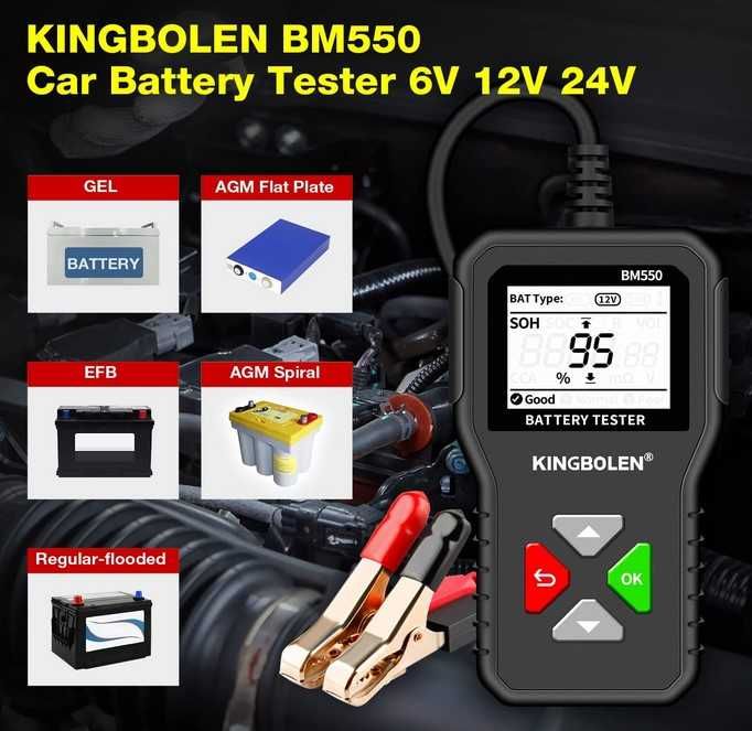 Testador de Baterias 6V, 12V e 24V